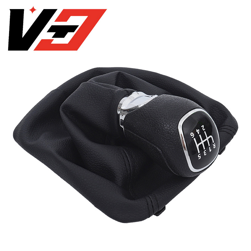 Suitable for Skoda Octavia A5 A6 2004-2012 Chrome Gear Shift Lever with Leather Cover