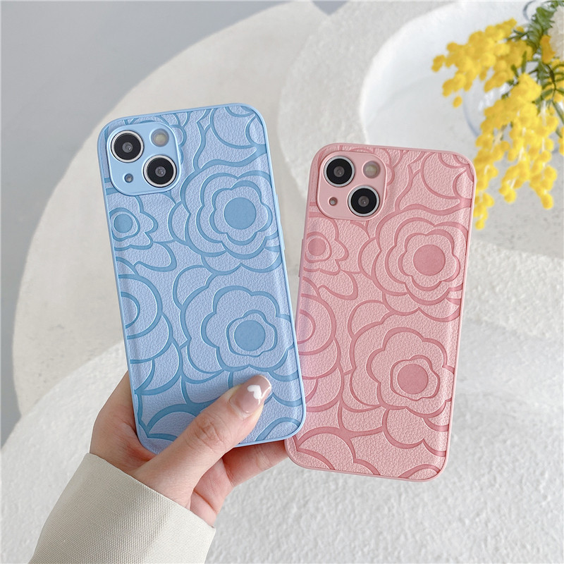 Retro Camelia IPhone13 teléfono caso 15PROMAX Apple 14 cuero 12 todo incluido aplicable 11 gota-resistente XR