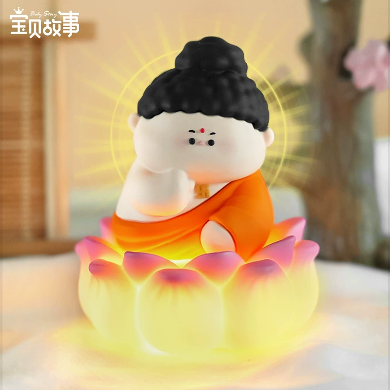 Маленькие ночники вместе с маленьким бодхисатвой, милые Buddhist украшения пейзажной зоны храмовые украшения не волнуйтесь за падающие игрушки