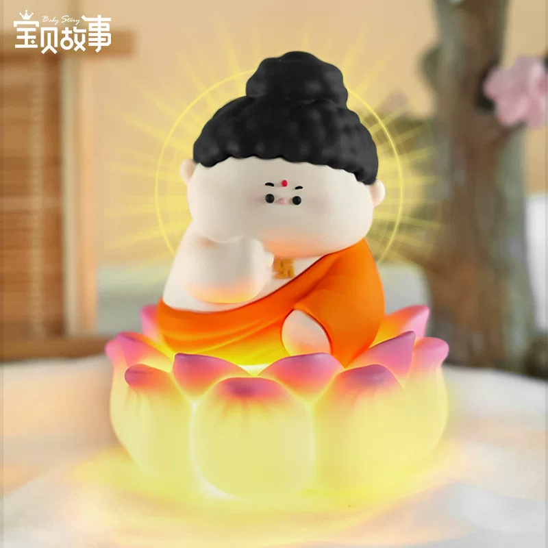 Маленькие ночники вместе с маленьким бодхисатвой, милые Buddhist украшения пейзажной зоны храмовые украшения не волнуйтесь за падающие игрушки