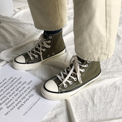 EVENSTAR Canvas Shoes Olive Green High Top Student Fog Blue Canvas Shoes MIS-19