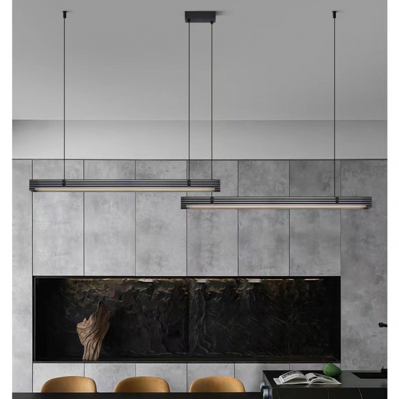 Bar sala de estar diseñador minimalista lámparas modernas candelabro de barra larga comida italiana línea larga de alta gama cristal