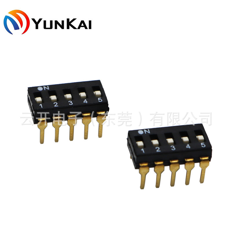 5位 立式插件镀金脚 高柄/平柄贴膜 平拨开关 拨码开关