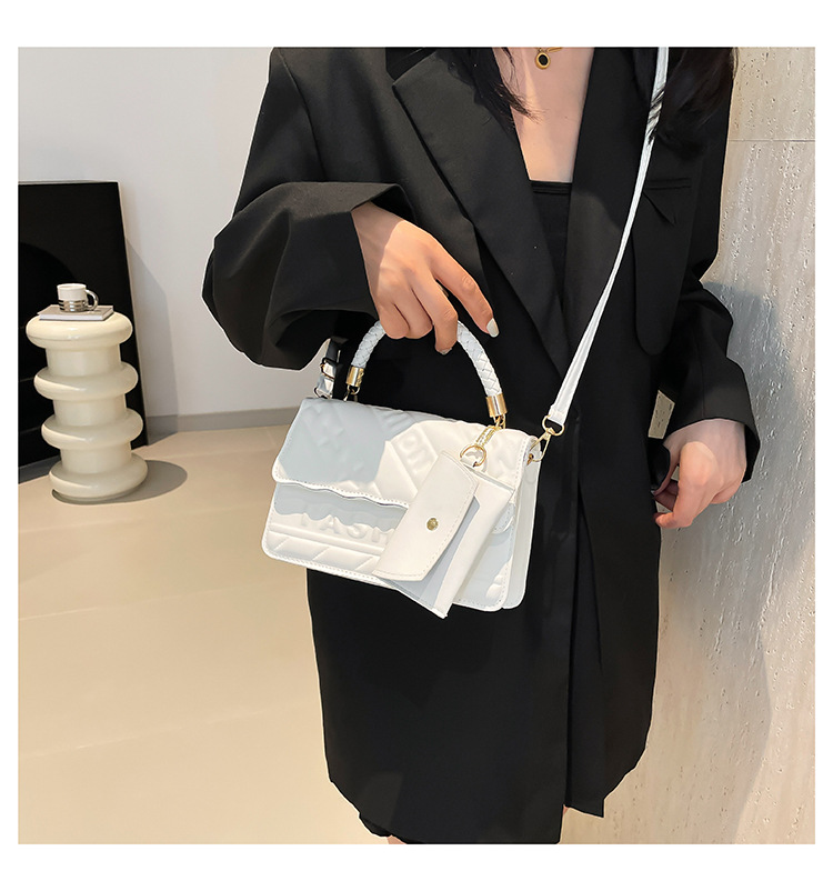 Ladies' candy-colored stylish handbag, 2024 autumn new ins single-shoulder crossbody bag, stylish embossed small square bag undefined