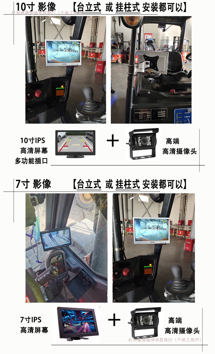 Forklift Reversing Radar, Human Body Recognition, Ai Anti-Collision System, Truck Loader Monitoring Image, Automatic Braking, Emergency Stop