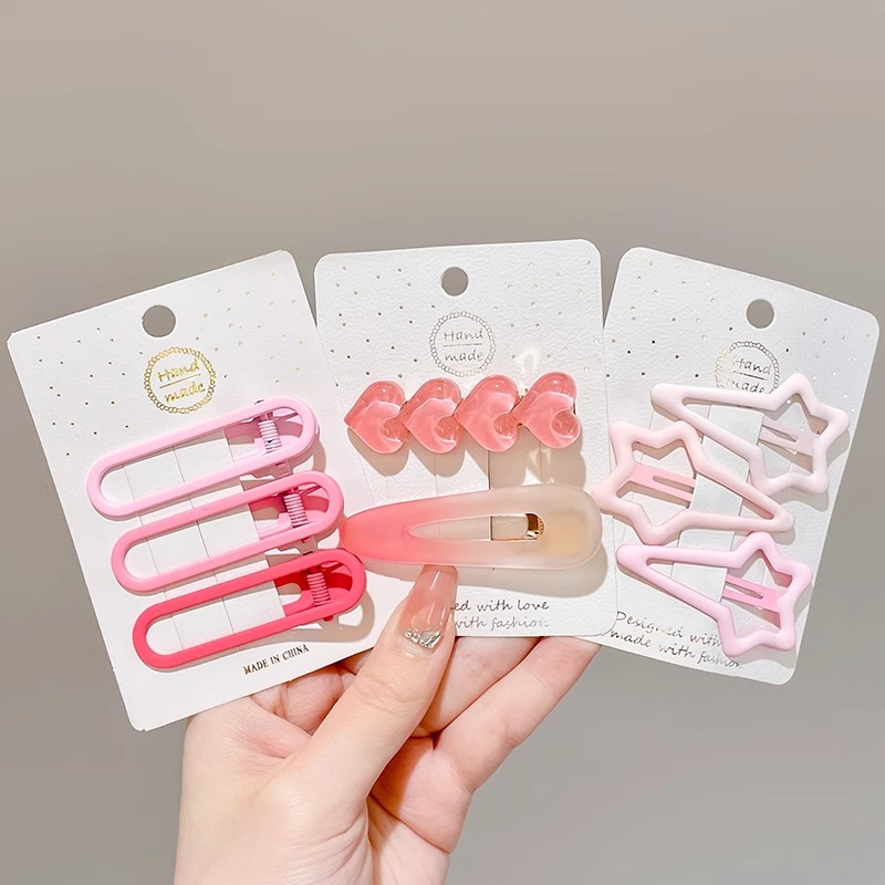 Rosa horquilla femenina 2024 Nueva horquilla BB clip frente flequillos laterales horquilla rota lindo clip de dopamina otoño