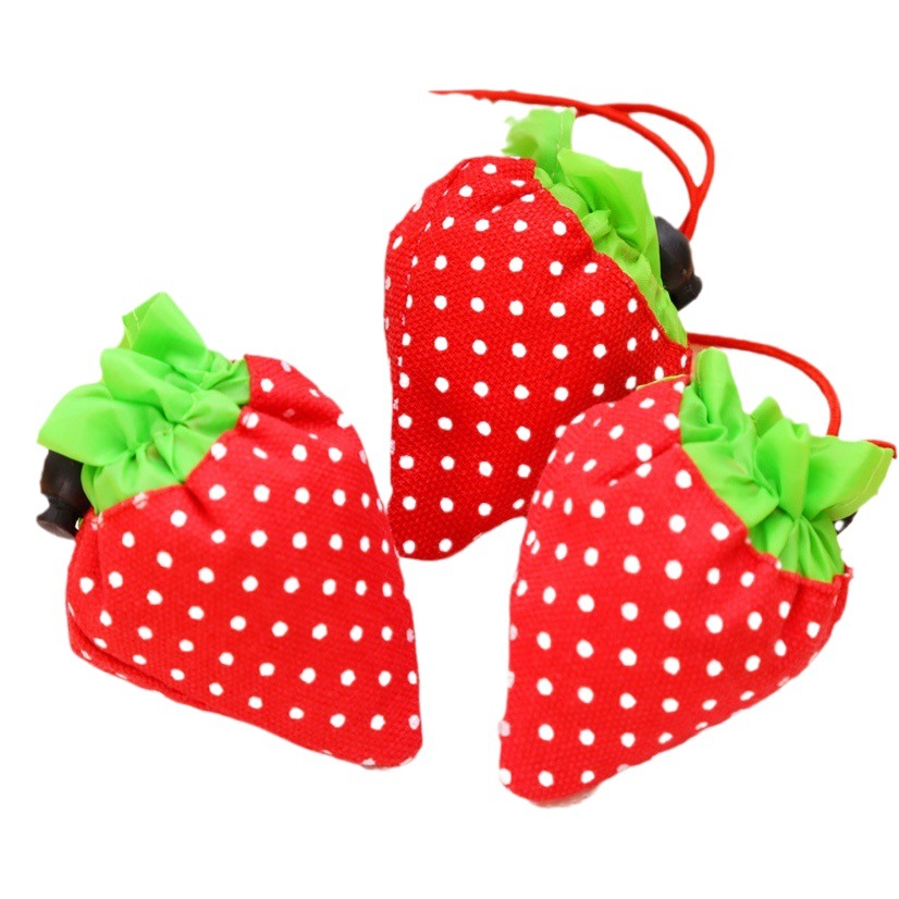 クリエイティブ折りたたみショッピングバッグ家庭用エコバッグ手提げ袋厚手スーパー野菜買い携帯整理収納袋イチゴ