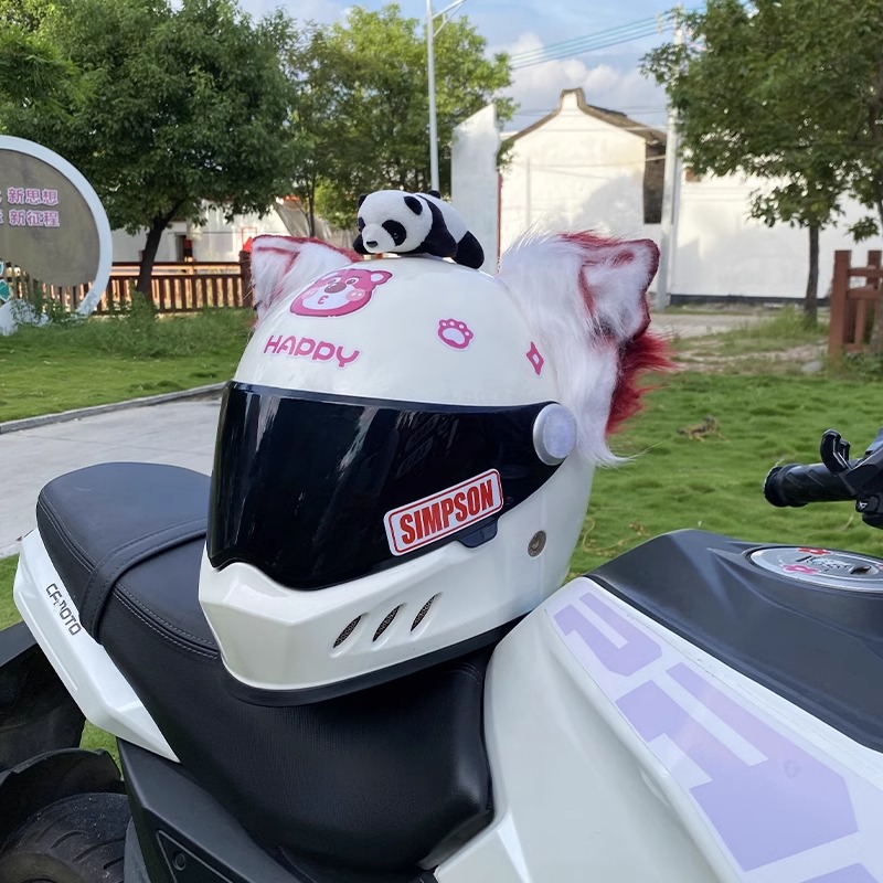 Helmet Decoration Personality Cool Red Wolf Ears Detachable Universal