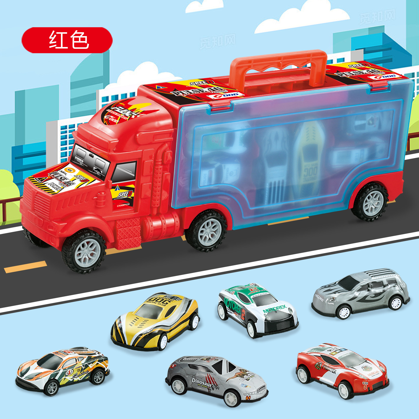 Truck, red storage system, 34cm