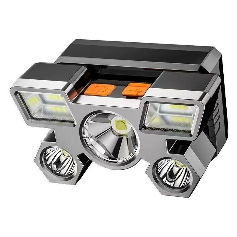 Linterna frontal LED recargable de 5 LEDs superbrillante, para minería, pesca nocturna y exterior, tipo militar. image 4