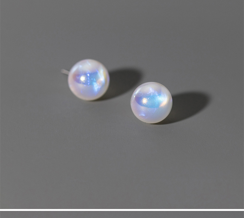1 Pair Simple Style Round Artificial Pearl Sterling Silver Ear Studs display picture 1