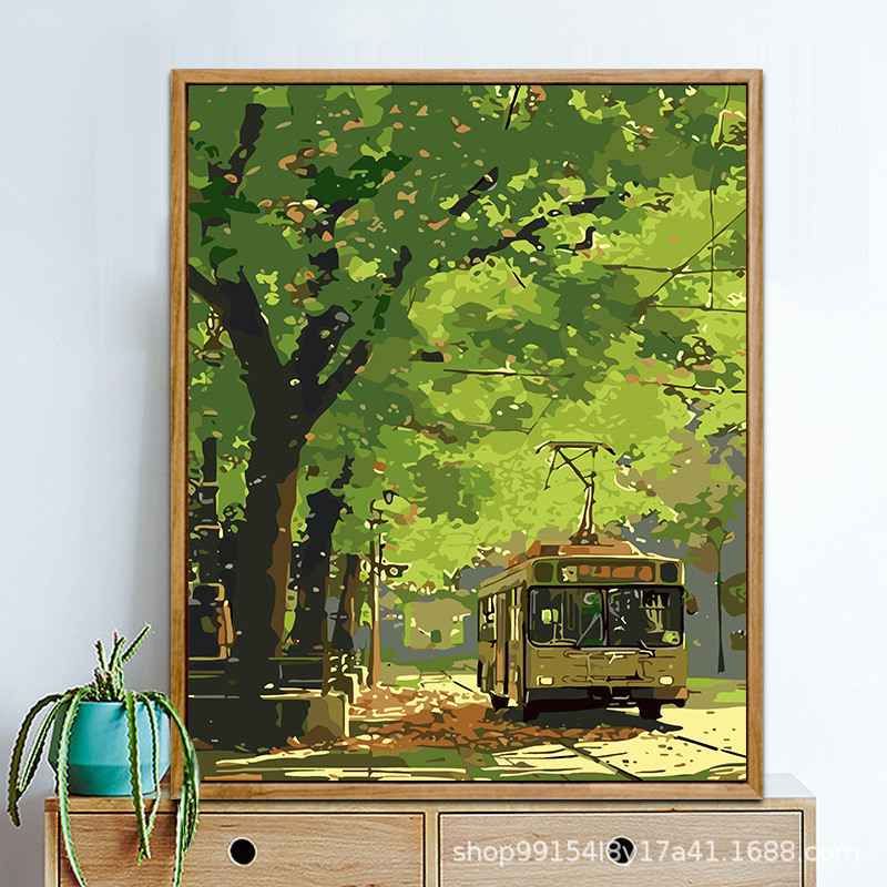 クロスボーダー diy デジタル油絵アマゾン AliExpress 卸売着色風景花絵画リビングルームの装飾絵画|undefined