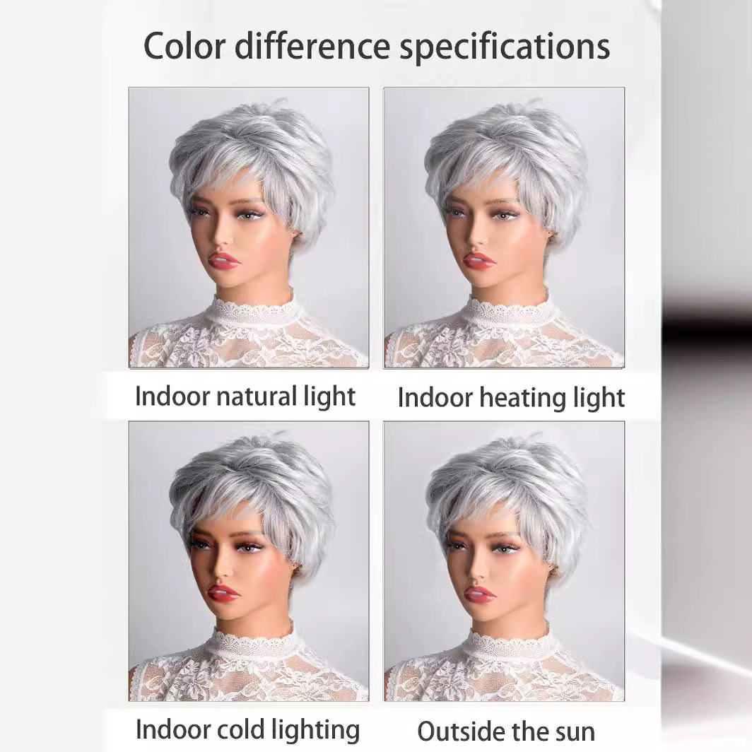 Natural Curly Short Wig For Middle-aged And Elderly Ladies_voghion.com