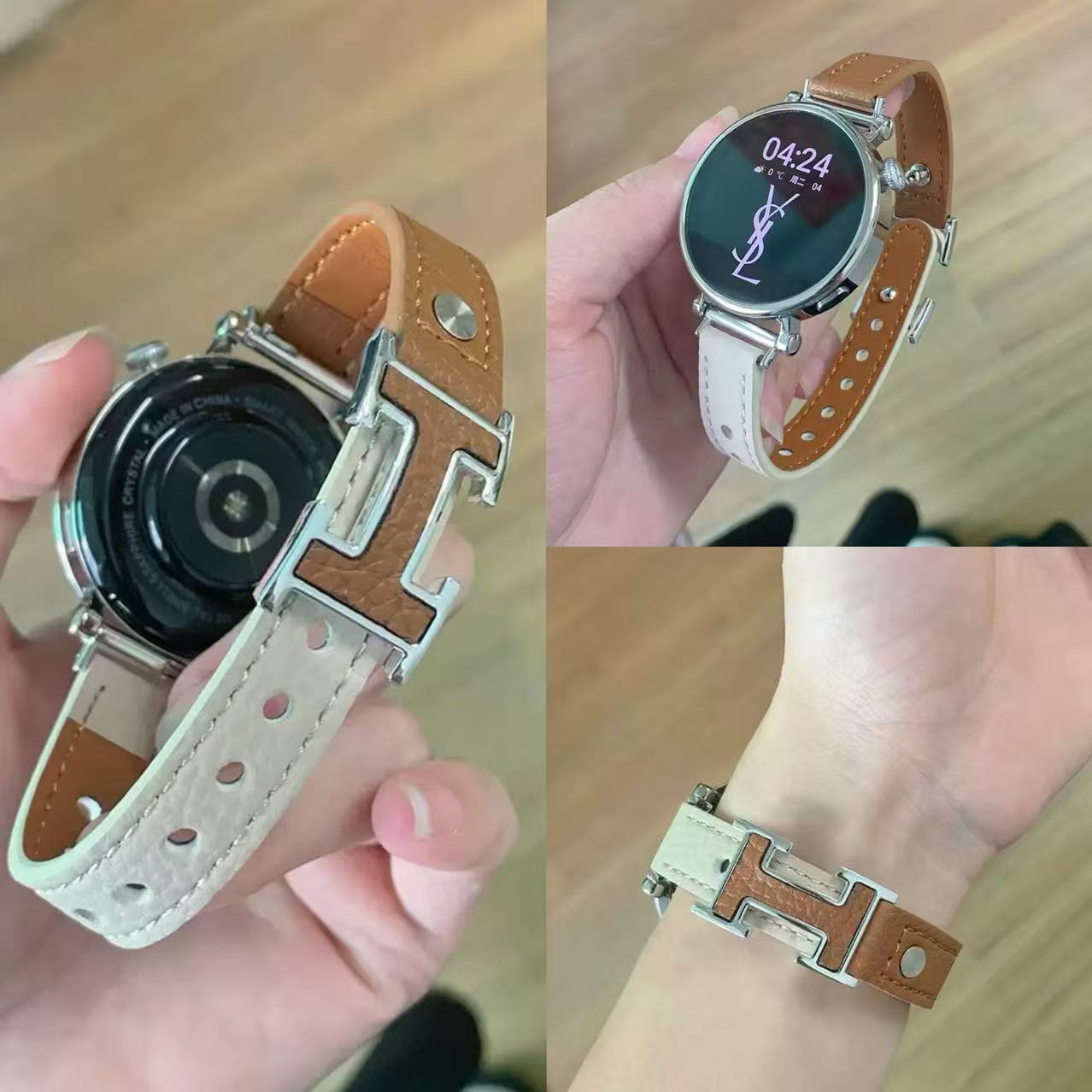 适用于华为GT5手表GT4双钉H扣腕带watch3pro皮质FIT4手环小米8910