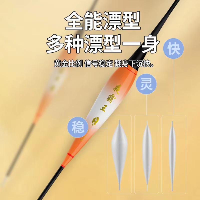 New Bite Hook Color Change Float 1 Inch Plus Pearl Tail Night Light Fishing Float Ultra Eye-catching High Sensitivity Electronic Float 