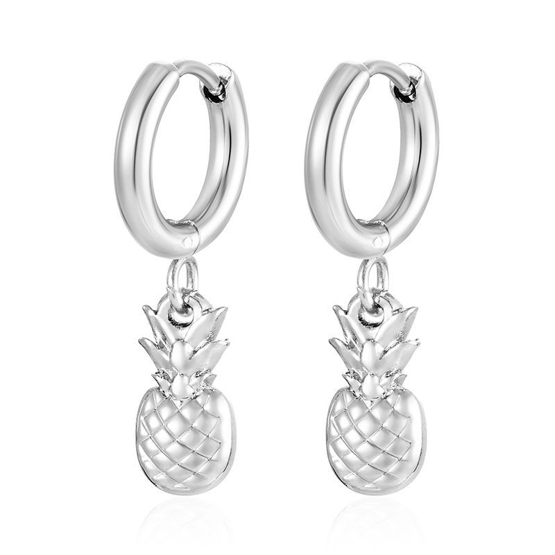 Pendientes colgantes de moda transfronteriza europea y americana, aretes redondos de acero inoxidable de todo fósforo, pendientes simples para mujer de 18K chapados al por mayor