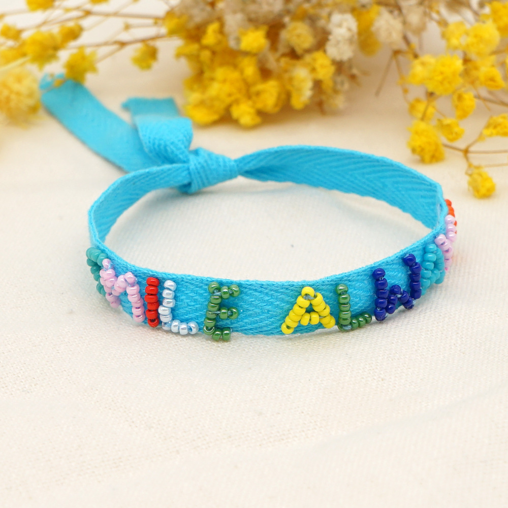 Fashion Miyuki Bead Woven Peace Letter Bracelet display picture 6