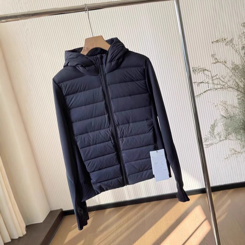 lulu薄款压胶羽绒服连帽紧身显瘦运动短外套防水羽绒外套秋冬公版|undefined