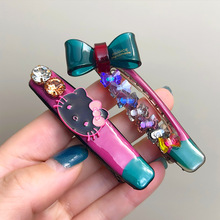 发夹女高级感水晶甜酷边夹2024新款玫红碎发夹时尚鸭嘴夹头饰发饰