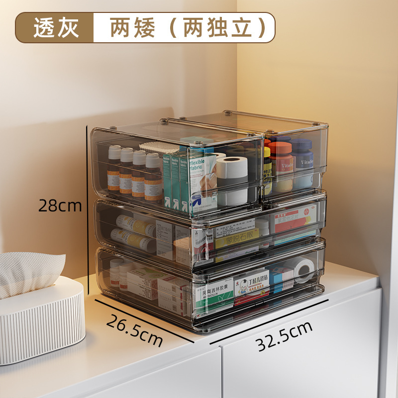 家庭用薬箱多層収納ボックス引き出し型薬透明薬オーガナイザー収納ラックデスクトップ工場直販|undefined