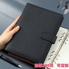 皮面商务活页笔记本A5加厚十字纹会议记录本子学生记事本定制logo