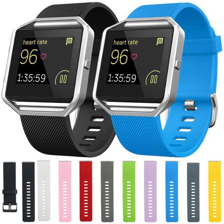 Para Fitbit Blaze xDfind hebilla de acero twill sólido correa de silicona S / L