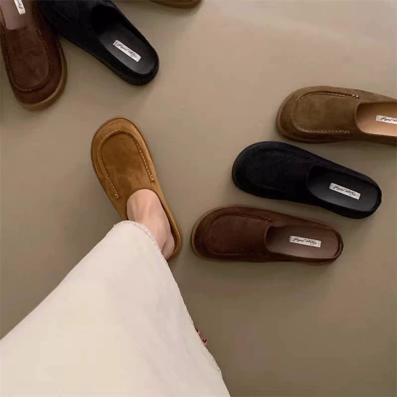 Retro forest-style thick-soled bag-toe half-slippers for women wearing 2025 spring new lazy man pedals with one foot versatile Birken single shoes