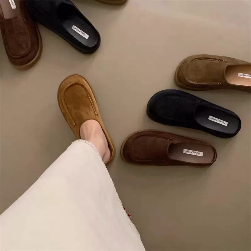 Retro forest-style thick-soled bag-toe half-slippers for women wearing 2025 spring new lazy man pedals with one foot versatile Birken single shoes