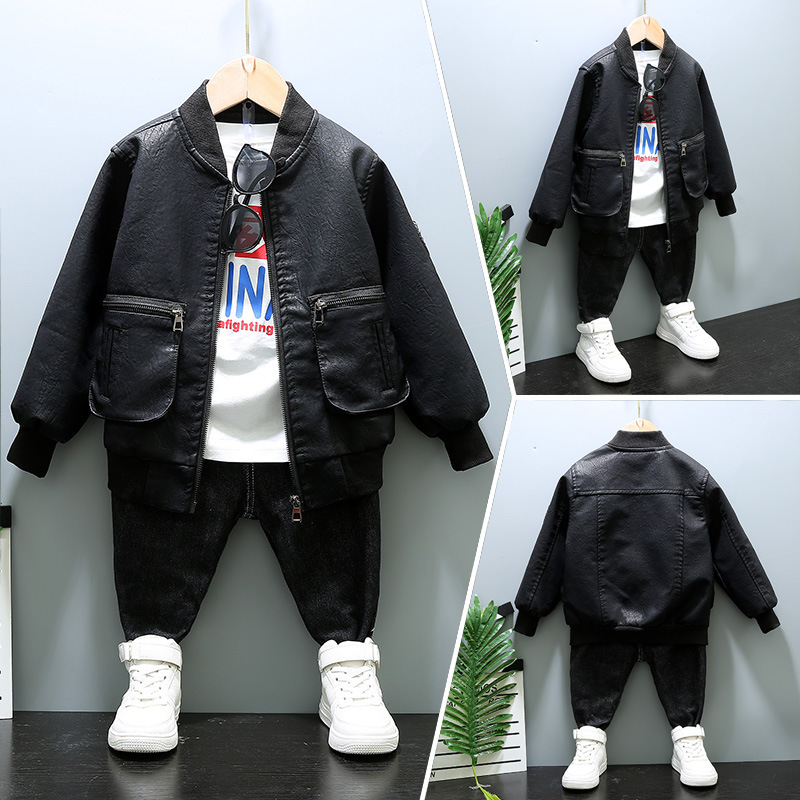 Children's Boys Leather Jacket 2025 Spring Autumn Winter New Arrival Kids Small Medium Boys Leather Jacket Cool Boy Top