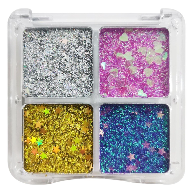 Four-Color Glitter Eyeshadow, Ultra-Shimmering Student Stage Makeup, Special Makeup for Performances, Sparkling Gel Glitter Eye Makeup Patches