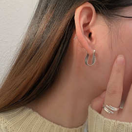 s925纯银独特设计复古麻花耳环女小众轻奢高级感气质个性耳扣