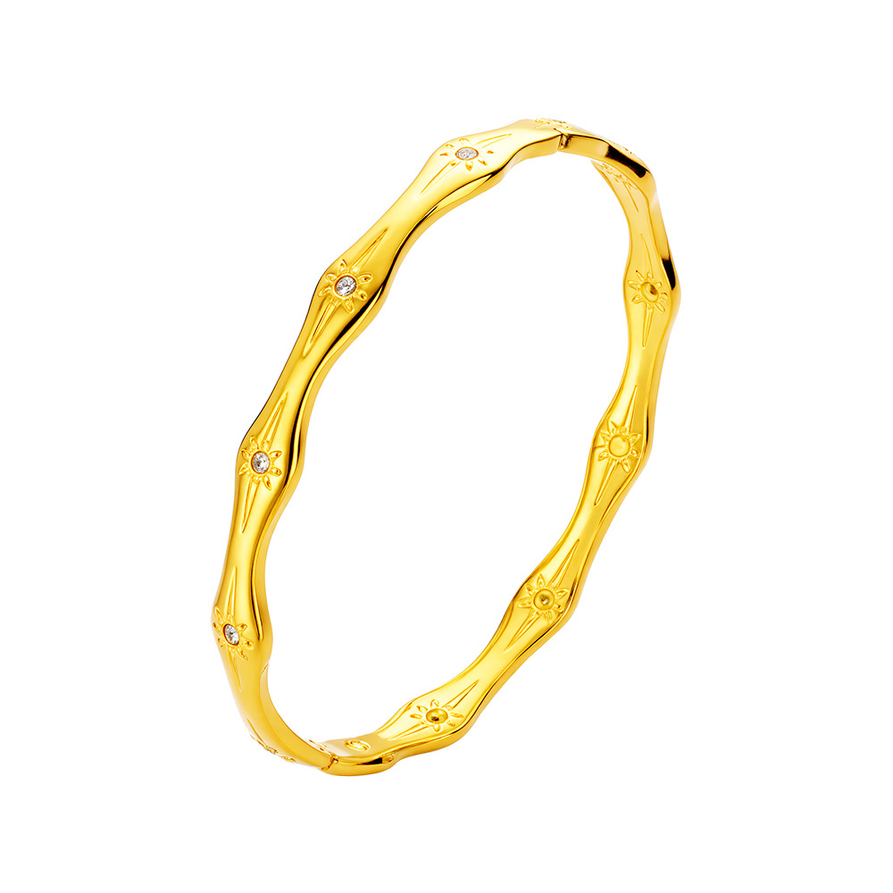 Titanium Steel Bamboo Style Bangle Micro Inlaid Simple Luxury Bracelet_voghion.com