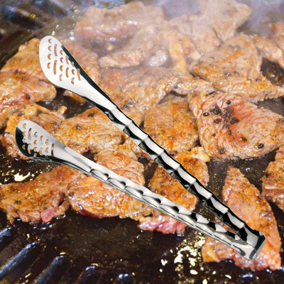 不锈钢无磁烧烤夹 竹节BBQ自助烤肉夹烤鱼夹 多功能食物夹 食品夹|ru