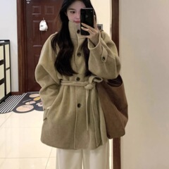 韩系卡其色毛呢外套女2025年新款感洋气小个子深秋初冬季大衣
