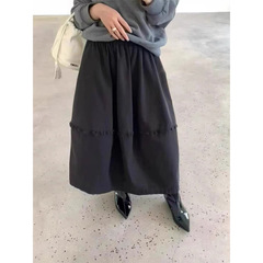 2025早秋新款韩系花边设计感小众弯刀裙半身裙女时尚气质长裙子