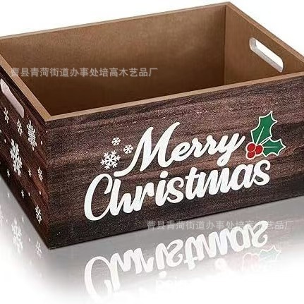 クロスボーダー木製収納ボックスクリエイティブクリスマス装飾整理テーブルボックス木製多目的ハンドル収納木製ボックス|undefined