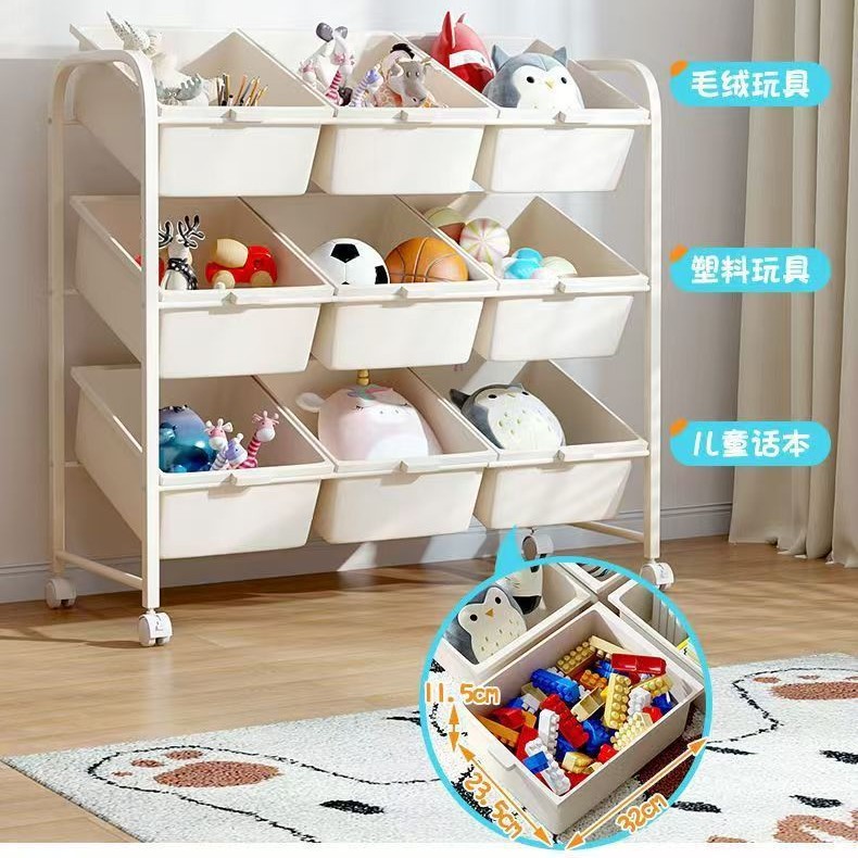 Estante de almacenamiento de juguetes para niños multicapa Estante de almacenamiento de piso móvil de gran capacidad Estante de cochecito de almacenamiento para bebés