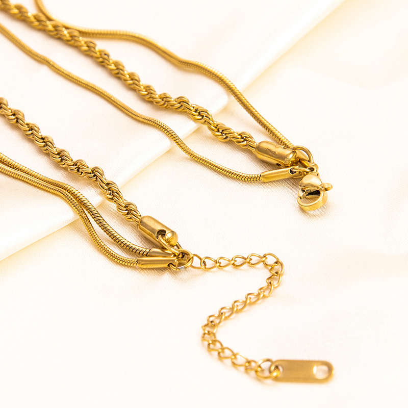 Wholesale Jewelry Retro Solid Color Titanium Steel Plating Three Layer Necklace display picture 3