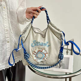 夏季百搭日系购物袋女BallChain包拉链版单肩包刺绣bag小包斜挎包