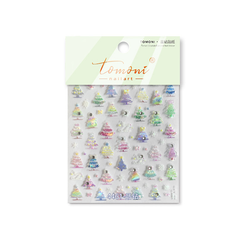 Manicure dopamina dedo pegatinas de cristal perforación calentamiento pegatinas de Navidad 2025 nuevo estereoscopio en relieve pegatinas de uñas decoración al por mayor