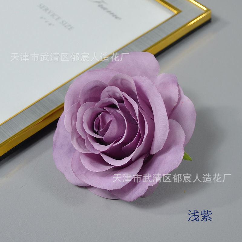 ローズ造花ハイエンドブルーフラワー結婚式の装飾偽花芯ローズヘッドローズフラワー卸売|undefined