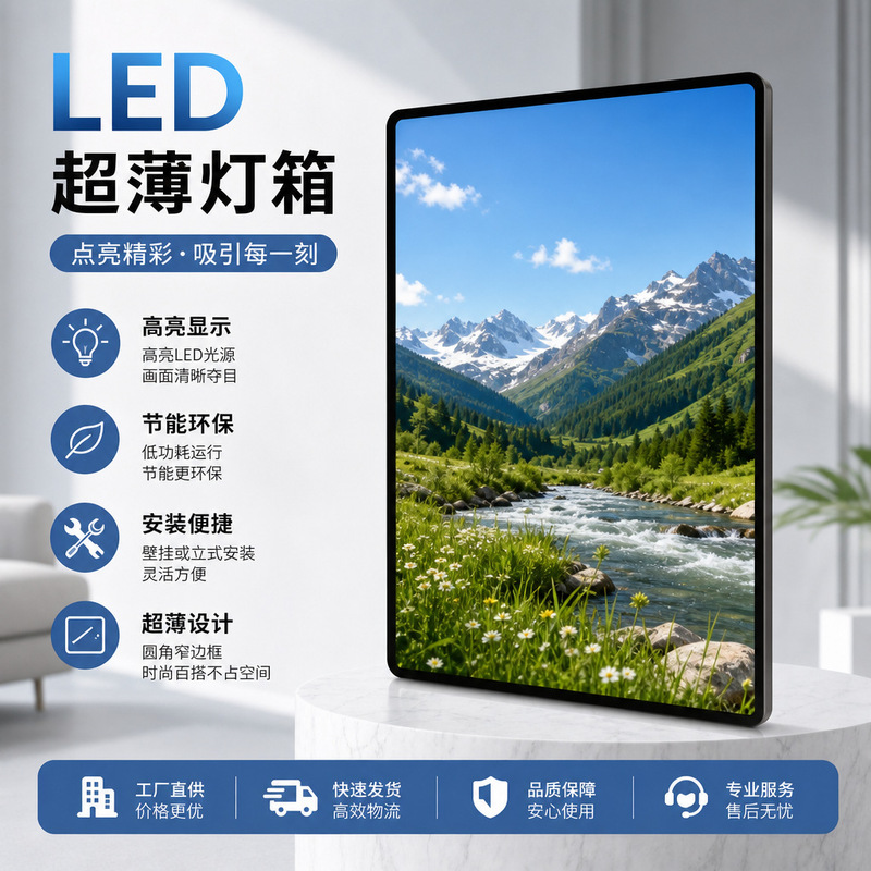 Led Ultra-Thin Light Box Wall-Mounted Illuminated Billboard Tempered Glass Poster Menu Illustration Display Frame Led Ultra-Thin Light Box Wall-Mounted Illuminated Billboard Tempered Glass Poster Menu Illustration Display Frame