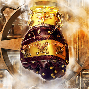 Halloween steampunk COSPLAY anime game PU leather color matching arm set stage performance costume gloves_voghion.com