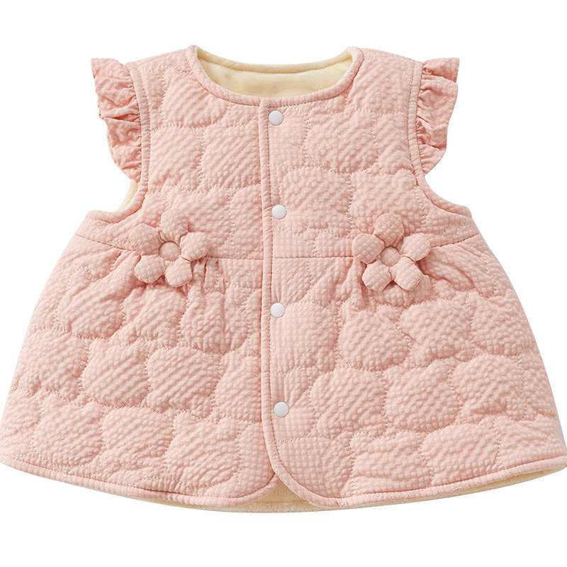 Bebé niña chaleco falda Otoño e Invierno ropa exterior ropa de invierno forrada de lana engrosada estilo occidental abrigo Chaleco de bebé image 6