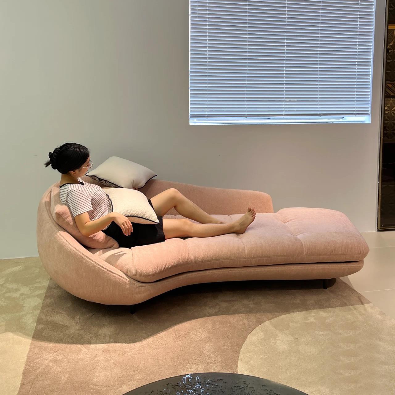 2.0m 걸리핑크 엣지리스 테이블 [피부친화적인 눈꽃벨벳+바이올렛스펀지+다운+원목프레임]