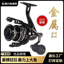 跨境热销爆款 海钓路亚仿车轮渔线轮鱼线轮渔轮远投 全金属纺车轮