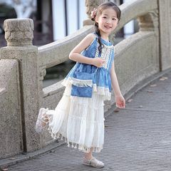 女の子 2025 民族スタイルの新しい絞り染め漢服子供ドレス国民風夏プリンセススーツスカートパフォーマンス服