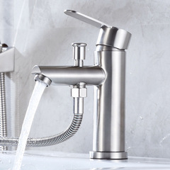 304 Stainless Steel Sink Faucet Dual-Purpose Face Basin Shower Head Two-Stage Multifunctional Countertop Bathroom Cabinet Hot and Cold Water Faucet