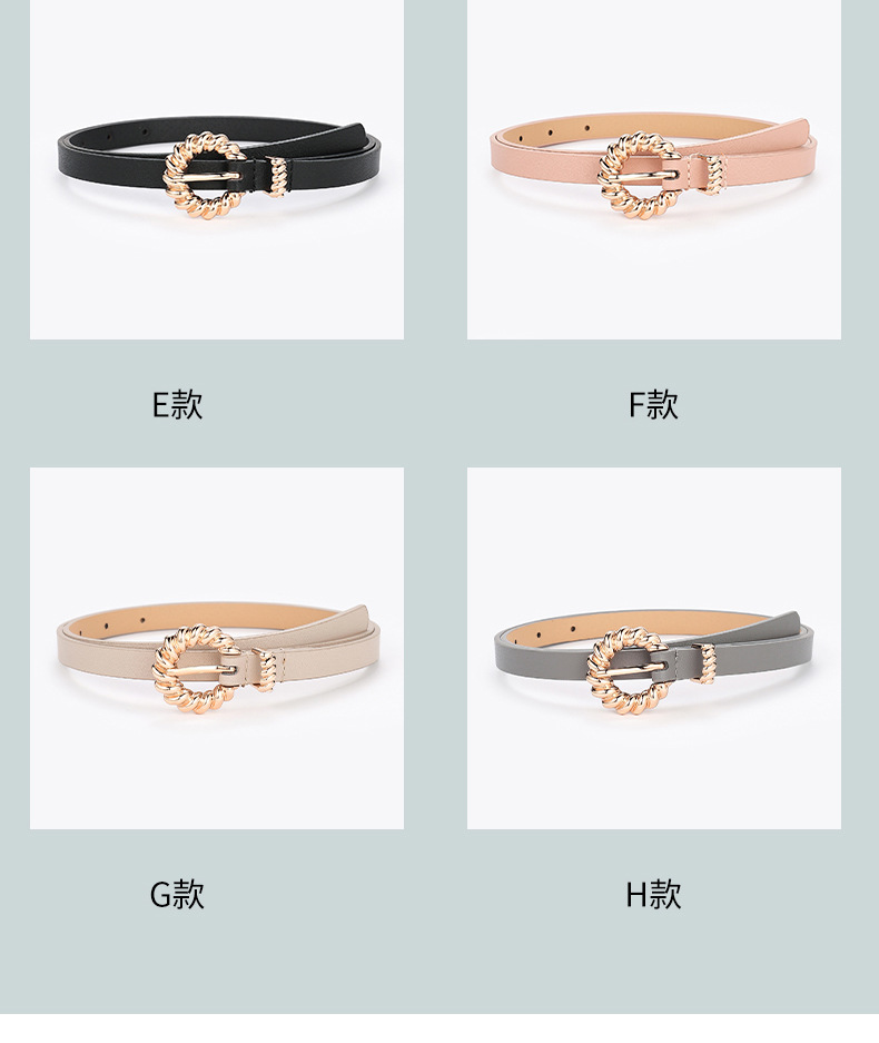 Fashion Solid Color Twist Buckle Thin Alloy Belt Wholesale display picture 16