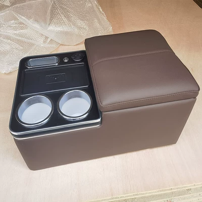 Seat Armrest Interior Modification, Armrest box - universal-type-luxury-brown-with-usb-charging-atmosphere-light-wireless-charging